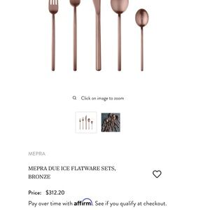 3 sets of 5 Mepra Due Ice Flatware Set - Copper read description